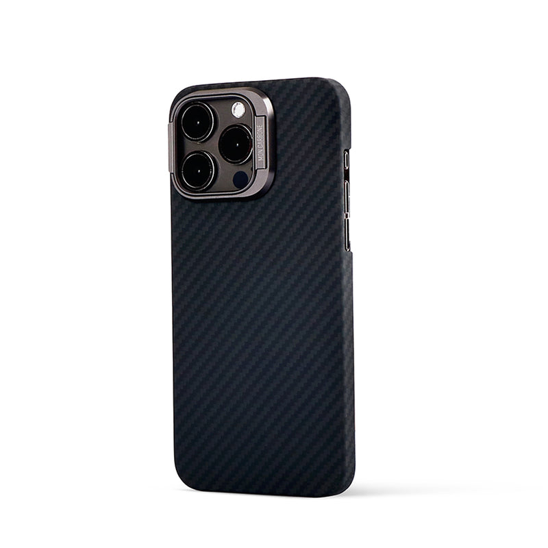 超強磁吸防彈纖維保護殼 iPhone 15 系列（附帶手機支架）- 消光黑