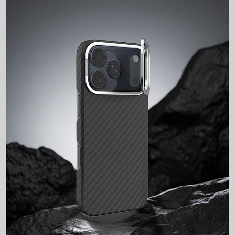 iPhone 17 系列磁吸支架式防彈纖維手機殼 - 消光黑