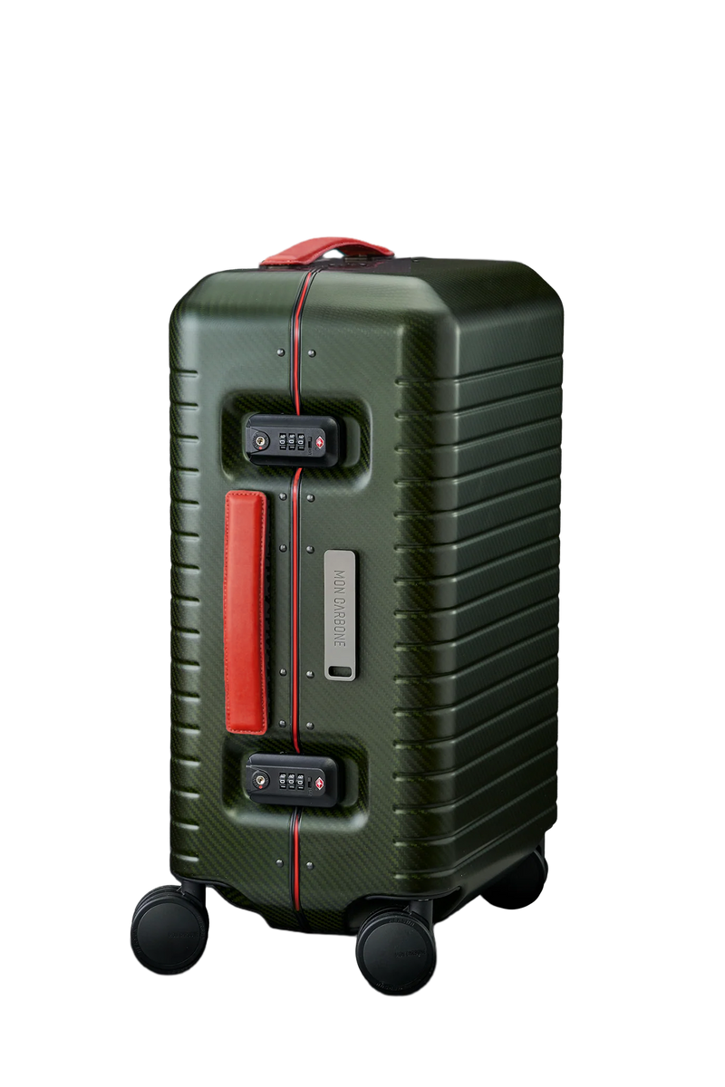 BLACKDIAMOND Red Edition 磨砂綠鋁框碳纖維行李箱定製皮革版
