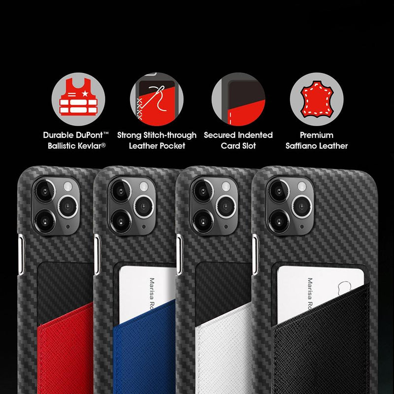皮革口袋防彈纖維保護殼 iPhone 11 系列– 墨玉黑